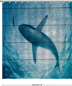 Underwater Sea Animals Shower Curtain - Big Shark Bathroom Decor