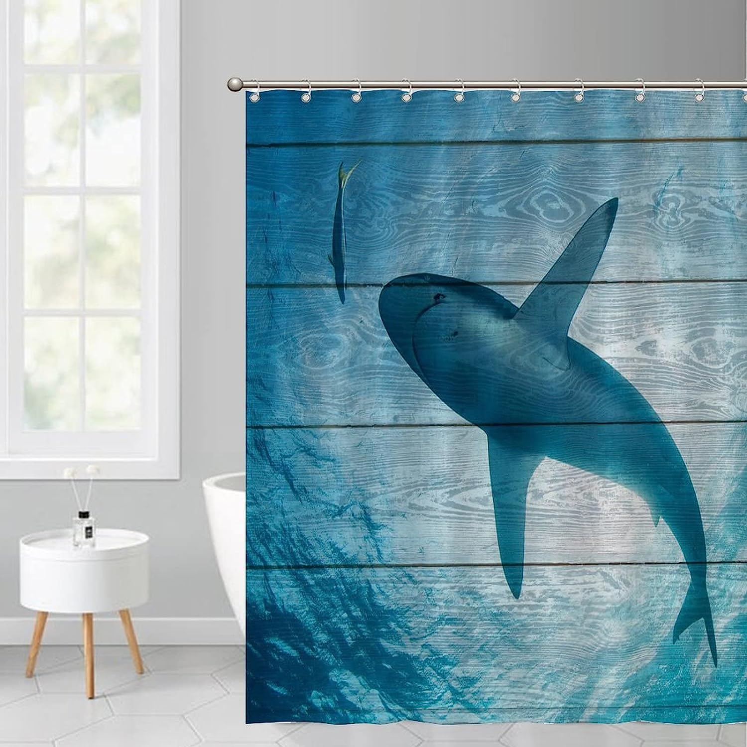 Underwater Sea Animals Shower Curtain - Big Shark Bathroom Decor
