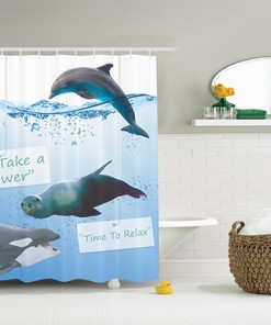 Underwater Sea Creatures Nautical Shower Curtain for Marine Life Fans 
