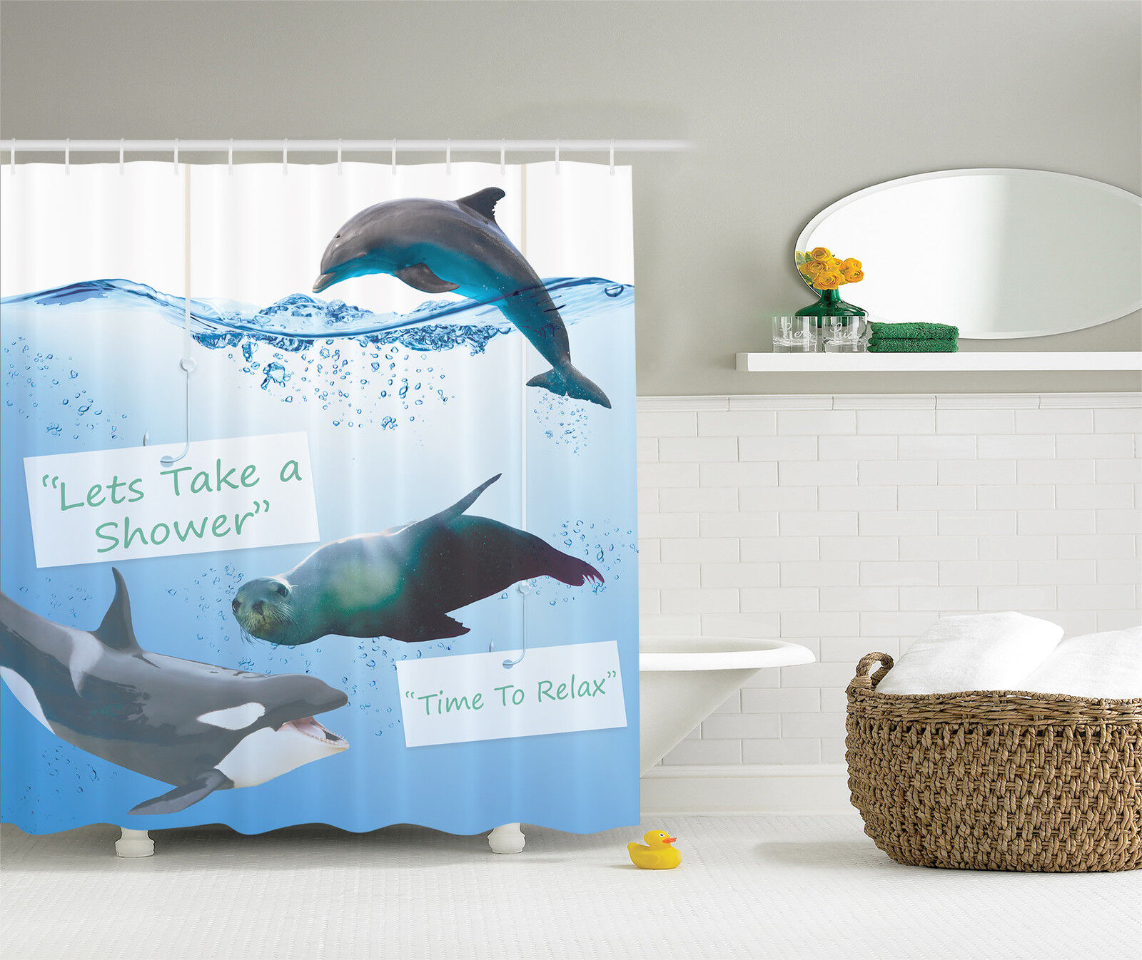 Underwater Sea Creatures Nautical Shower Curtain for Marine Life Fans