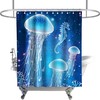 Underwater Sea Life Shower Curtain with Blue Jellyfish and Seahorses Theme for Ocean Animal Bathroom Decor