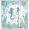 Underwater Seaweed Navigation Seahorse Shower Curtain, Ocean Bathroom Decor with Sea Animals 