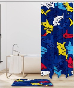 Underwater Sharks Ocean Sea Waterproof Shower Curtain Set