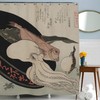 Underwater Theme Octopus Shower Curtain for a Japanese Decor Bathroom.