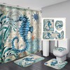 Underwater World Seahorse Print Shower Curtain with Matching Toilet Baths Contour for Your Bathroom