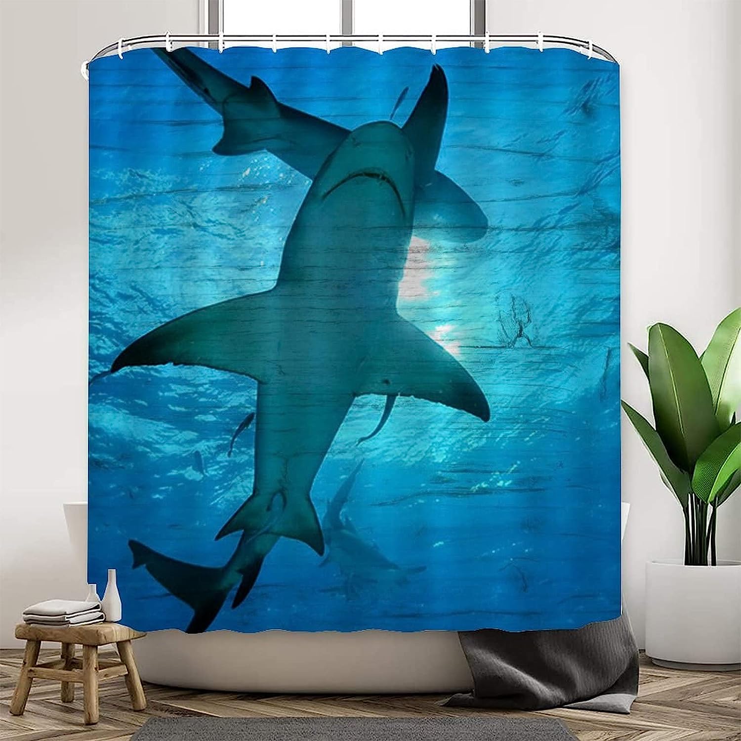 Underwater World View Scenic Nature Painting Effect Print Shower Curtain for Aquatic Ambiance