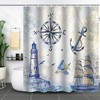 Underwater World Whale Seahorse Lighthouse Ship Shower Curtain - Ocean Bathroom Decor with Marine Life Designs