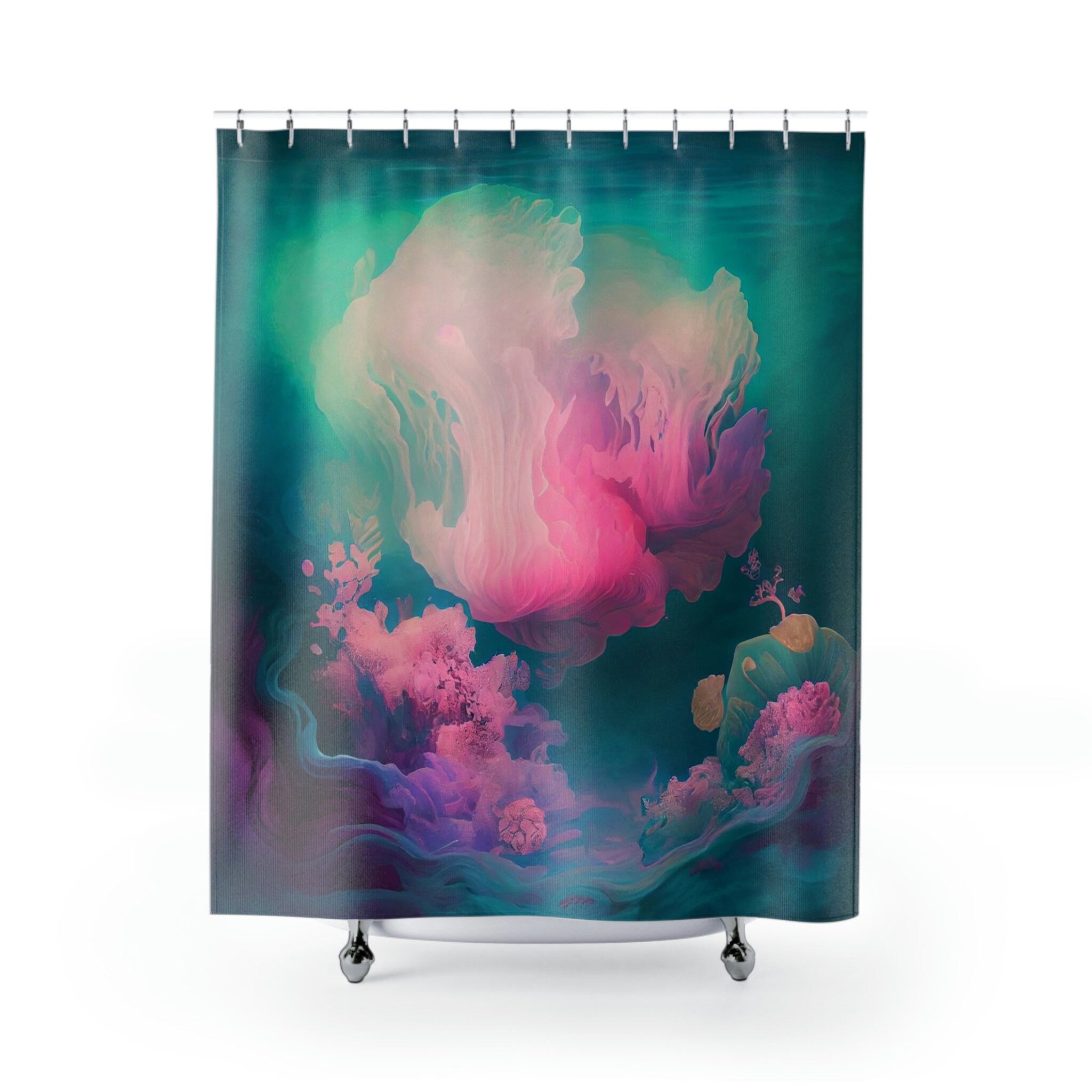 Underwater World Whimsical Pastel Shower Curtain Ideas, Printed to Order