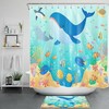 Underwater World with Whale Tropical Ocean Shower Curtain, for Bathroom Decor 