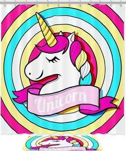 Unicorn Animal Graphic Shower Curtain - A Cute Addition to Your Bathroom Decor