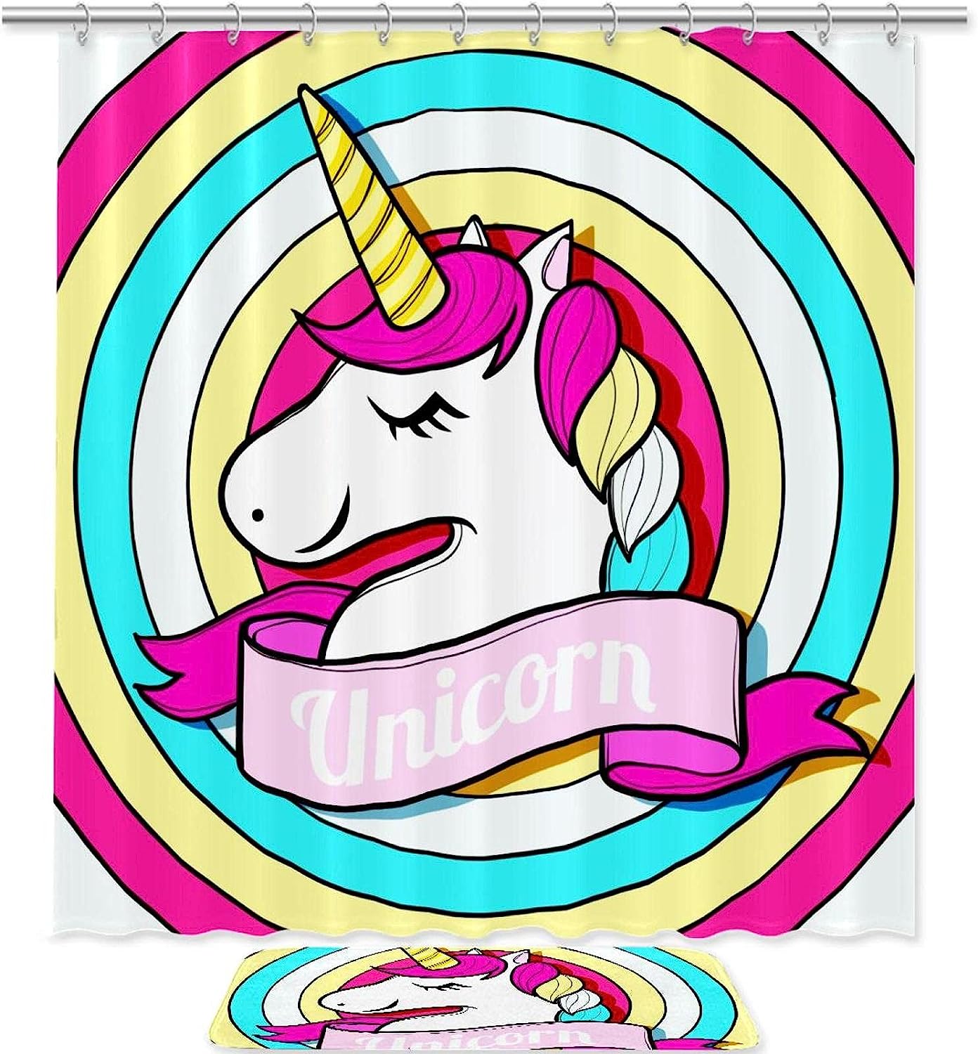 Unicorn Animal Graphic Shower Curtain - A Cute Addition to Your Bathroom Decor