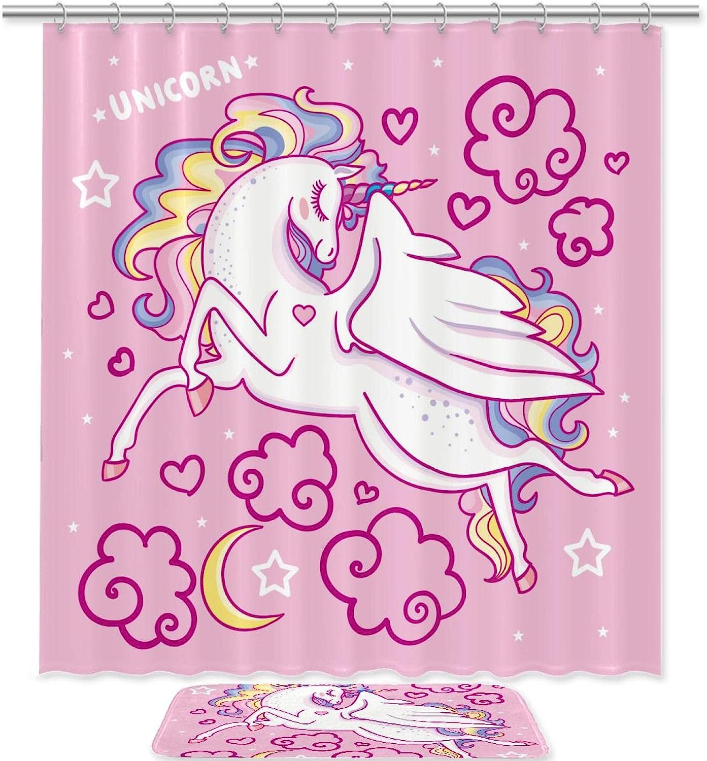 Unicorn Animal Pink Shower Curtain - A Vibrant Addition to Your Bathroom