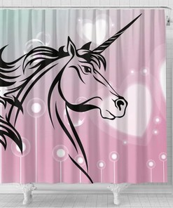 Unicorn Art Print Shower Curtain for Magical and Whimsical Bathroom Decor