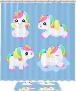 Unicorn Blue Shower Curtain - A Stylish Addition to Your Bathroom