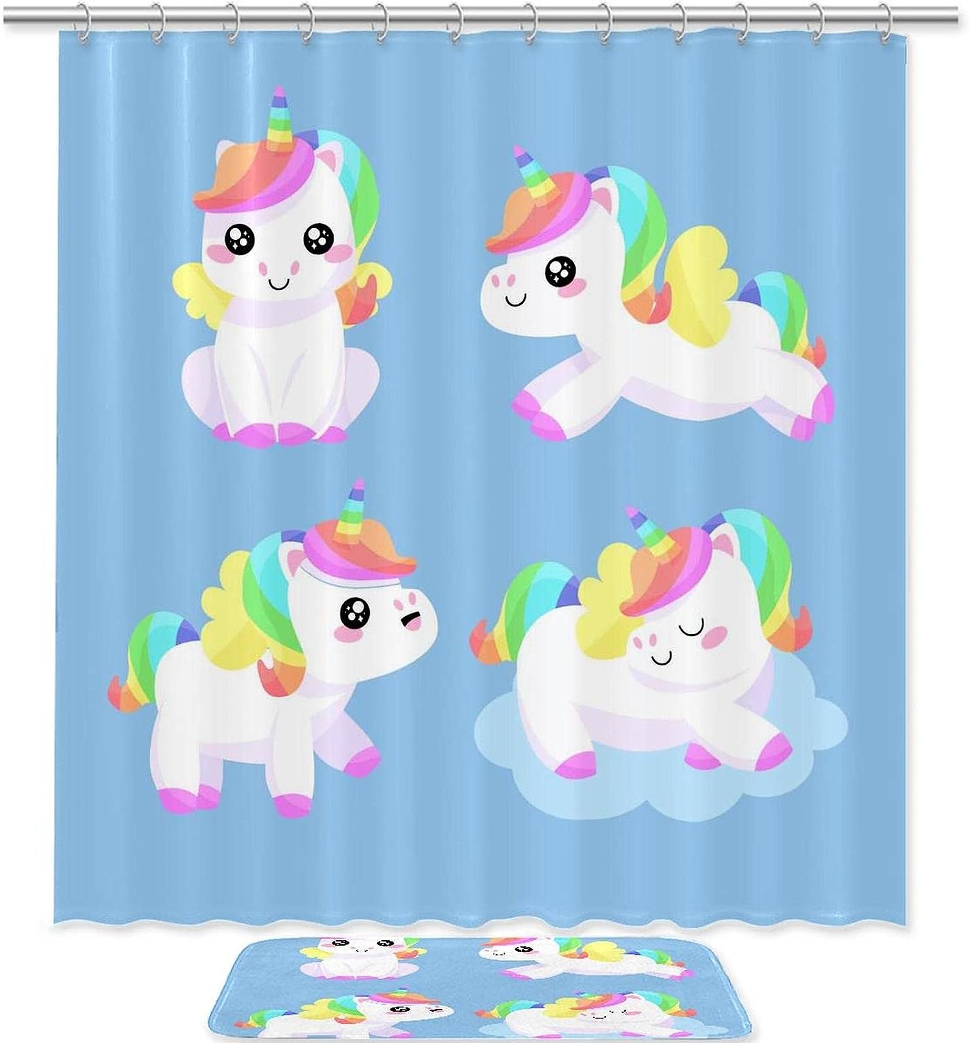 Unicorn Blue Shower Curtain - A Stylish Addition to Your Bathroom