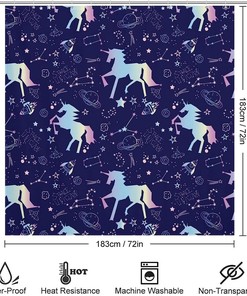 Unicorn Constellation in Space Shower Curtain - Out-of-the-World Design for Your Bathroom