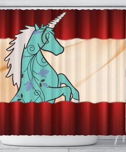 Unicorn Floral Print Shower Curtain for Magical and Whimsical Bathroom Decor