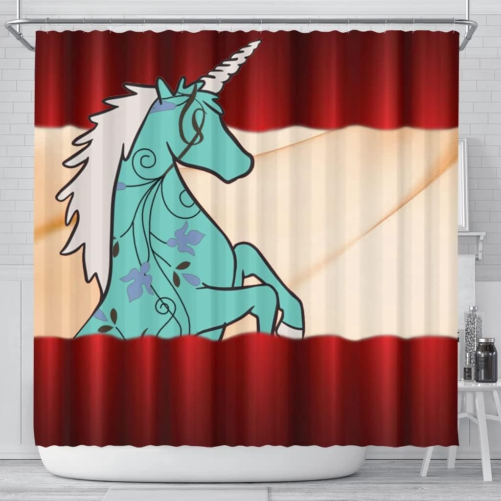 Unicorn Floral Print Shower Curtain for Magical and Whimsical Bathroom Decor