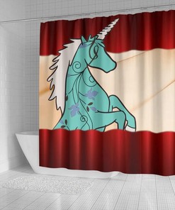 Unicorn Floral Print Shower Curtain for Magical and Whimsical Bathroom Decor