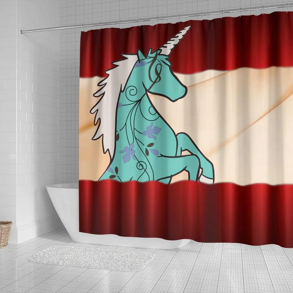 Unicorn Floral Print Shower Curtain for Magical and Whimsical Bathroom Decor