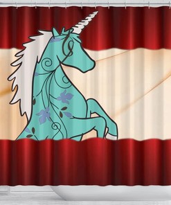 Unicorn Floral Print Shower Curtain for Magical and Whimsical Bathroom Decor