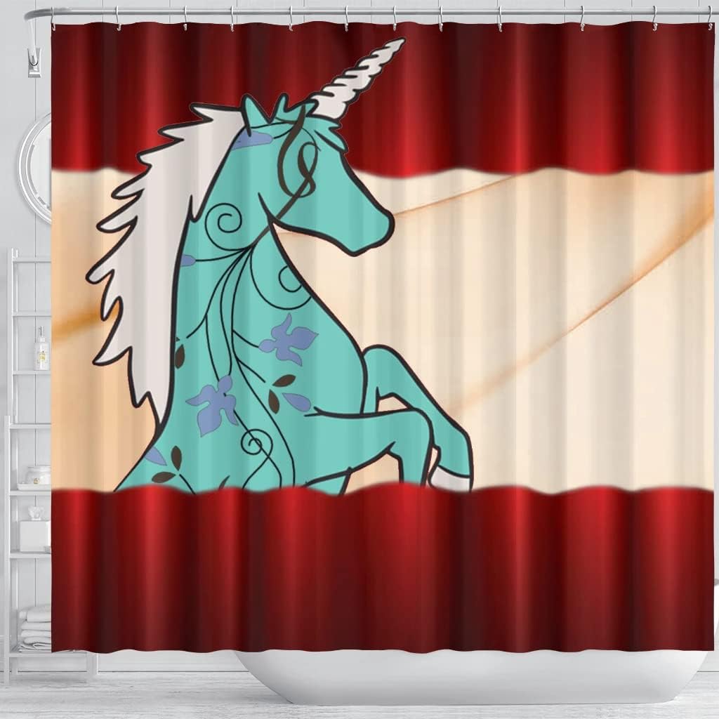 Unicorn Floral Print Shower Curtain for Magical and Whimsical Bathroom Decor