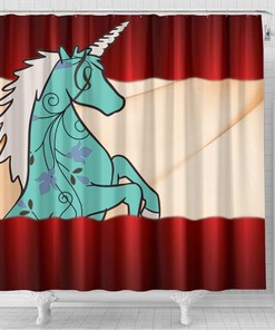 Unicorn Floral Print Shower Curtain for Magical and Whimsical Bathroom Decor