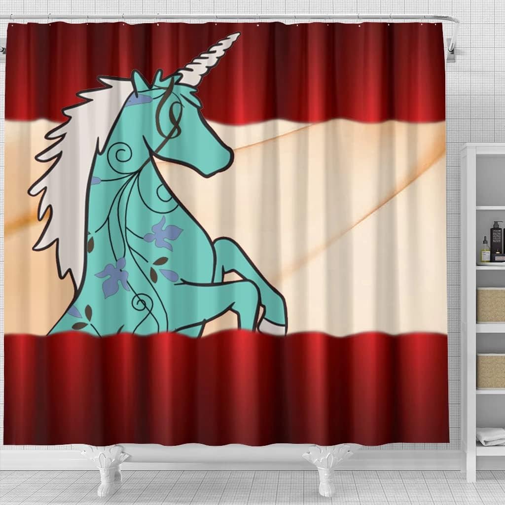 Unicorn Floral Print Shower Curtain for Magical and Whimsical Bathroom Decor