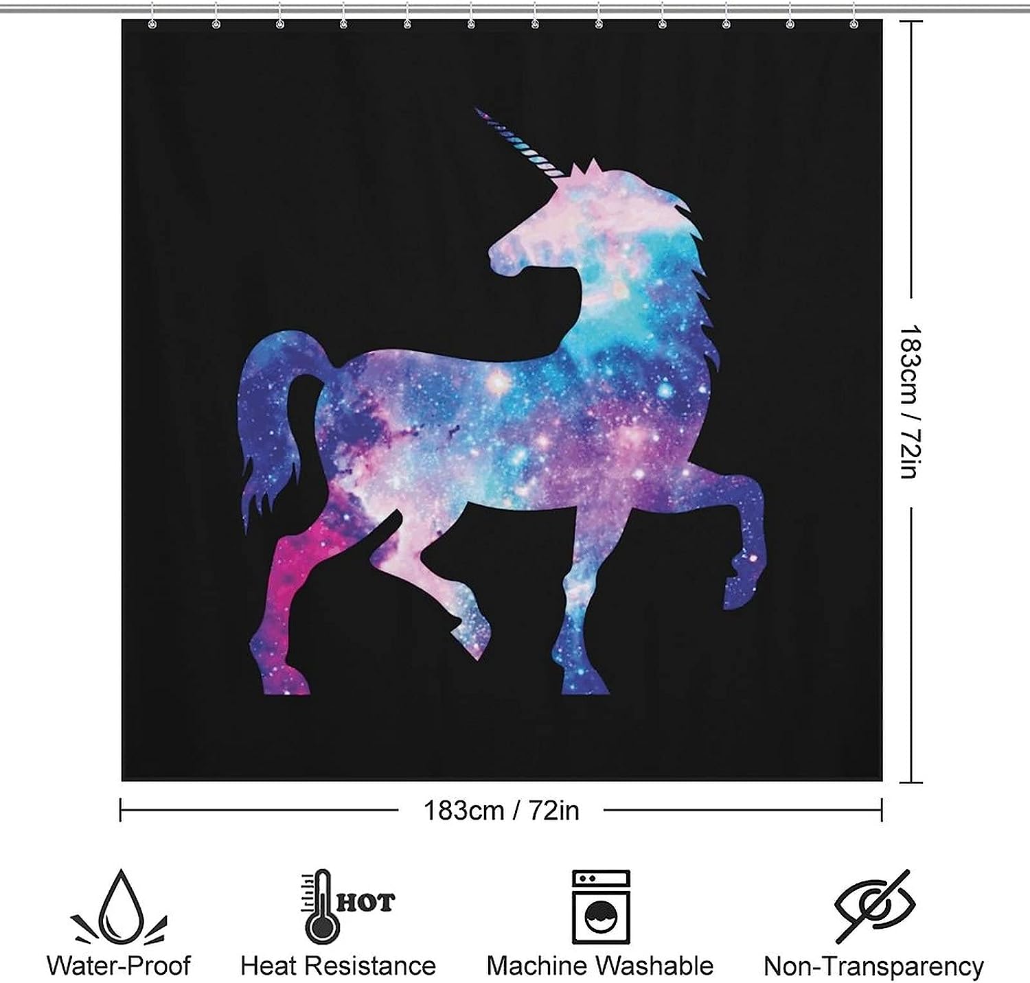 Unicorn Galaxy Bathroom Shower Curtain for a Cosmic Experience