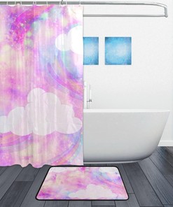 Unicorn Galaxy Cloud Decorative Shower Curtain, Waterproof Bathroom Decor