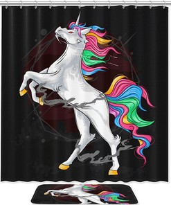 Unicorn Horse Sketch Pattern Shower Curtain for a Fun Bathroom