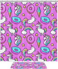 Unicorn Rainbow Purple Shower Curtain for Dreamy Bathroom Decor with SEO Keywords 