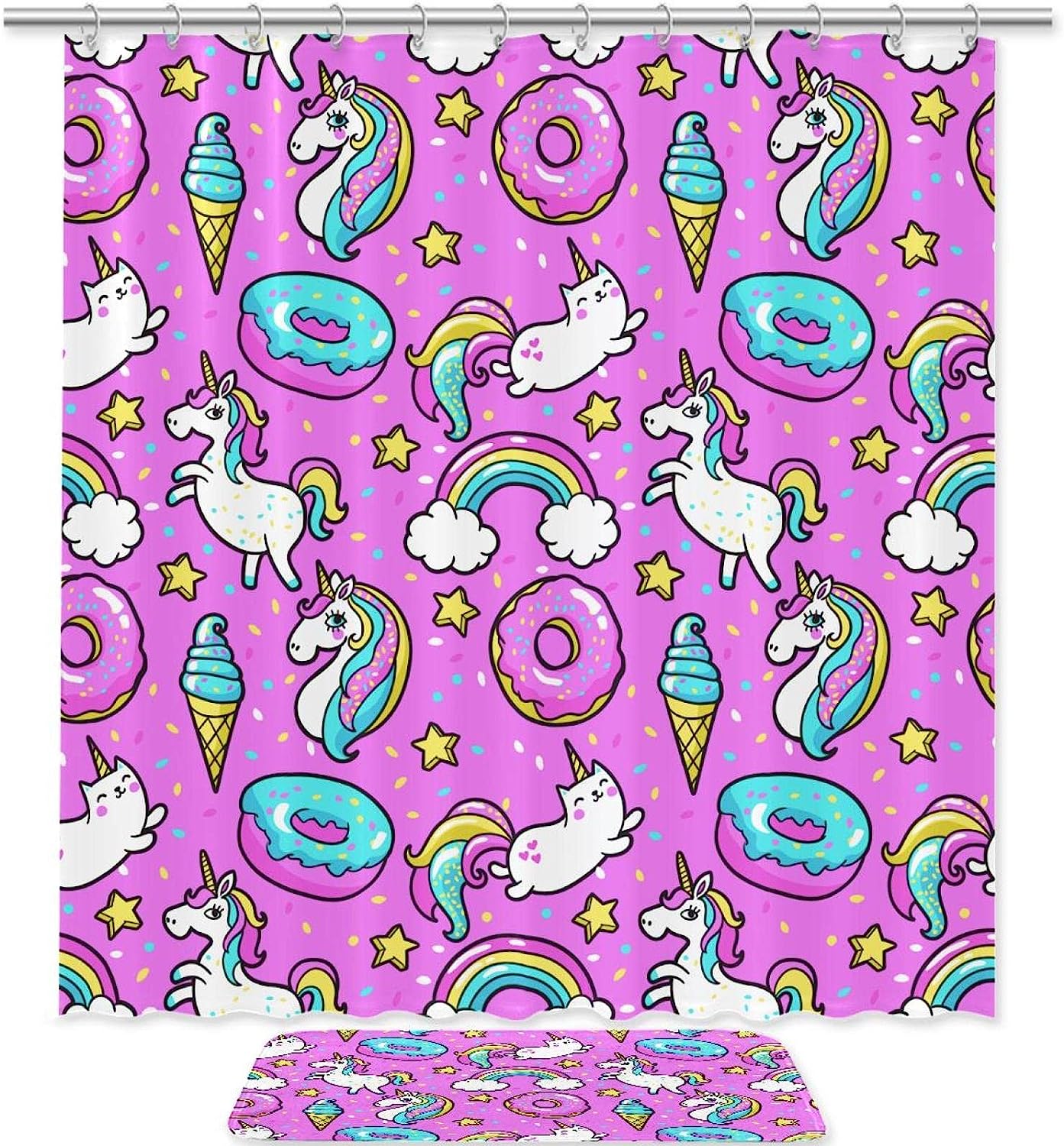 Unicorn Rainbow Purple Shower Curtain for Dreamy Bathroom Decor with SEO Keywords