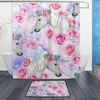 Unicorn Roses Luxury Shower Curtain, Waterproof Bathroom Decor