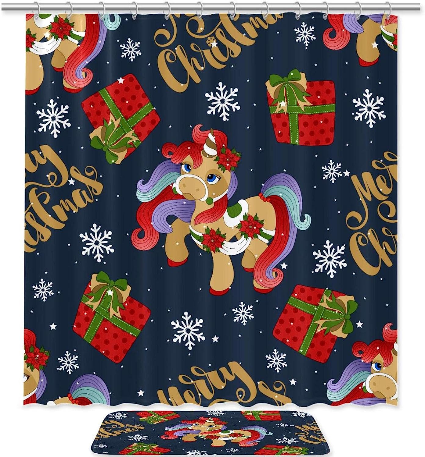 Unicorn Shower Curtain For A Magical Christmas Bathroom