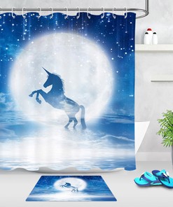 Unicorn Shower Curtain With Stars And Moon Design - A Fairytale Dream Come True