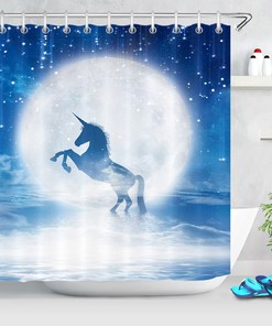 Unicorn Shower Curtain With Stars And Moon Design - A Fairytale Dream Come True
