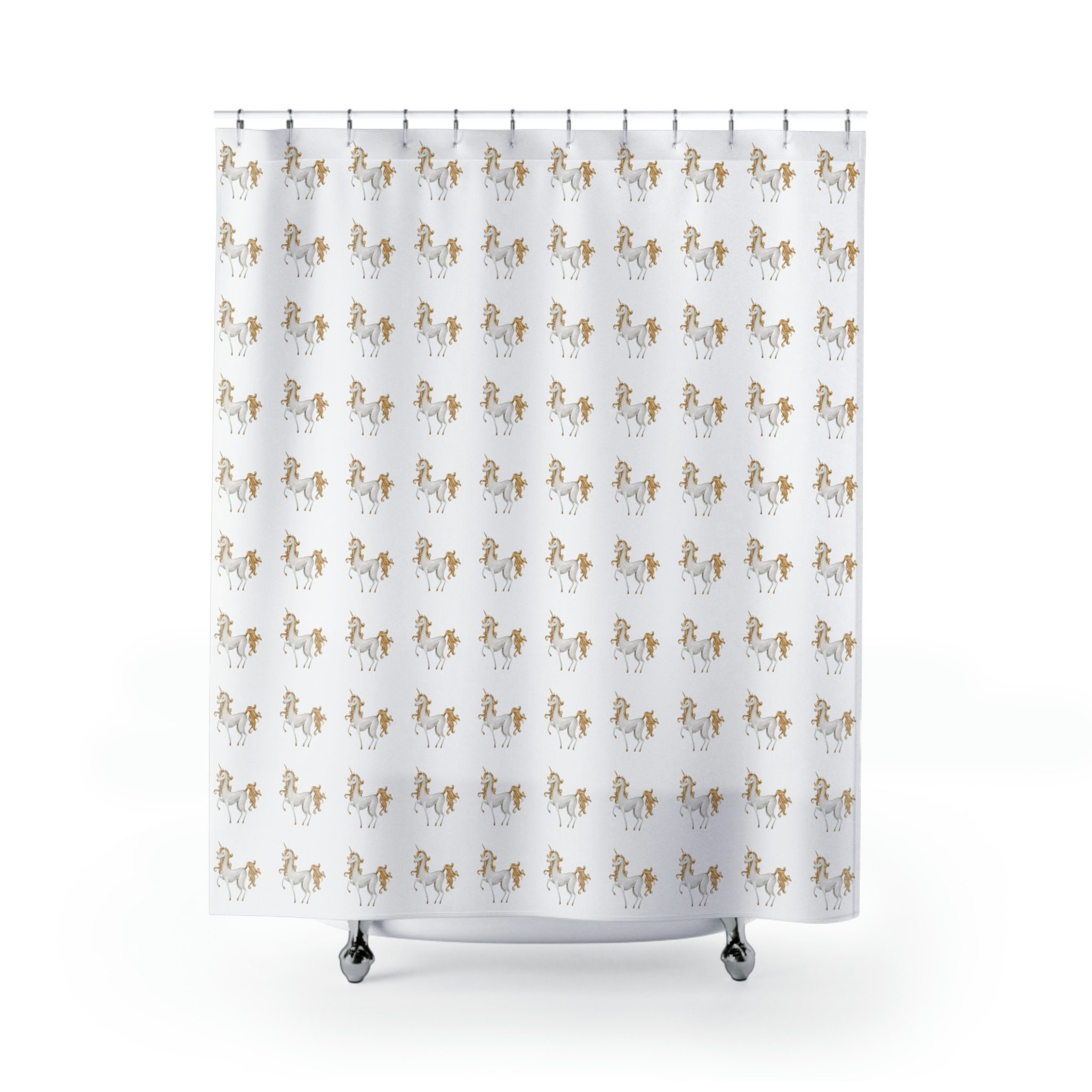 Unicorn Shower Curtain for Magical Bathroom Decor, 72x72 - Kids Bathroom Shower Curtains