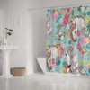 Unicorn Watercolor Flowers Restroom Shower Curtains, Waterproof Fabric