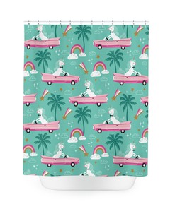 Unicorn in Car Print Shower Curtain for a playful and waterproof kids' bathroom