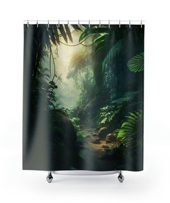 Uniek Jungle Douchegordijn: Unieke Badkamer Decor voor een Exotische Sfeer