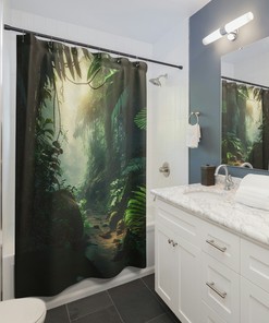 Uniek Jungle Douchegordijn: Unieke Badkamer Decor voor een Exotische Sfeer