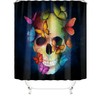 Unique 3D Skull Skeleton Color Butterflies Print Bathroom Shower Curtain