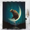 Unique 3D Starry Sky Moon Brown Bear Animal Bathroom Shower Curtain