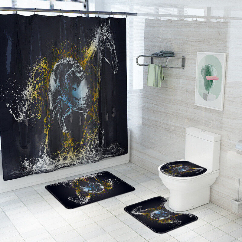 Unique 3D Steed Horse Animals Shower Curtain For Your Bathroom