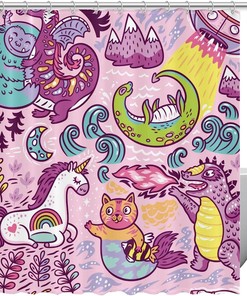 Unique And Adorable Dinosaur Shower Curtain With A Playful Design For A Cute Bathroom Look