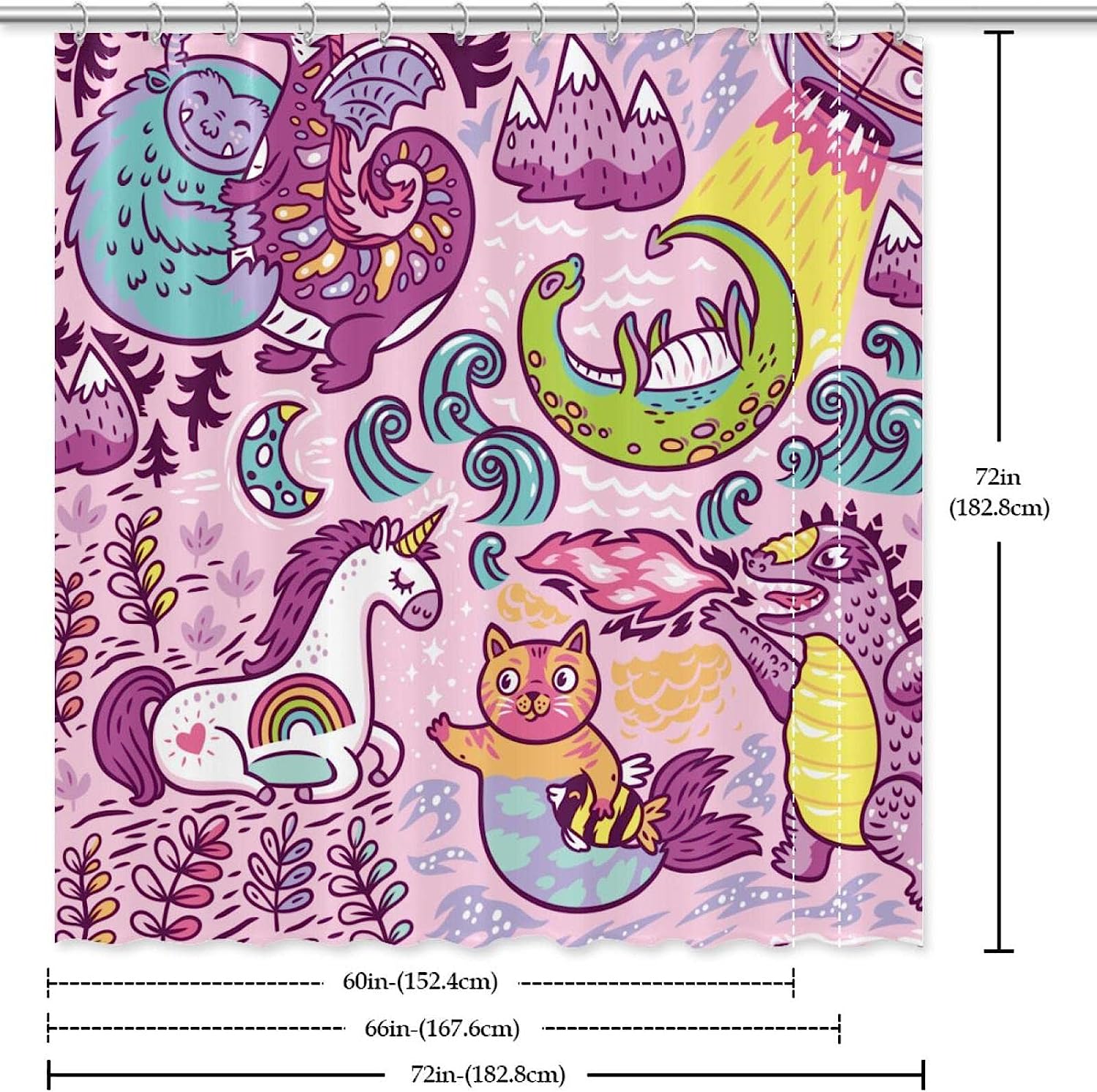 Unique And Adorable Dinosaur Shower Curtain With A Playful Design For A Cute Bathroom Look - Image 3