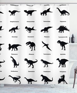 Unique And Fun Evolution Of Wildlife Print Dinosaur Shower Curtain For A Playful And Nostalgic Bathroom Decor
