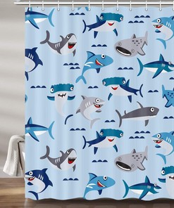 Unique And Interesting Shark Shower Curtain For Bathroom Decor