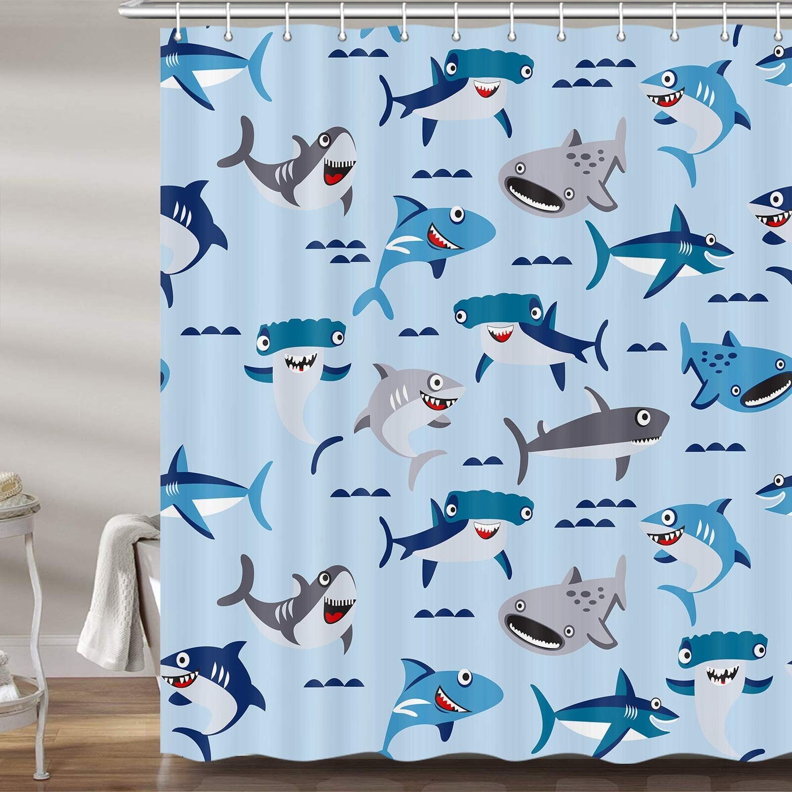 Unique And Interesting Shark Shower Curtain For Bathroom Decor